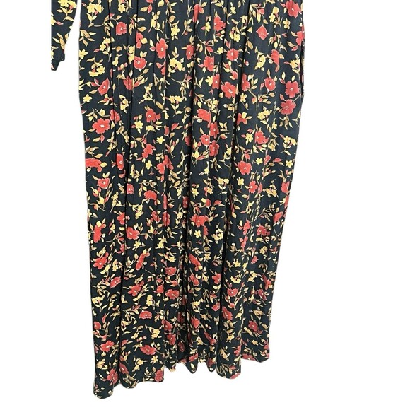 Vintage LL Bean Blue Floral Long Sleeve Maxi Dress Small Prairie Cottage Modest - Picture 14 of 14